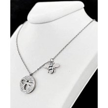Ланцюжок Stainless Steel 42-46 см з кулоном 1,8 см. Сталь. Родій