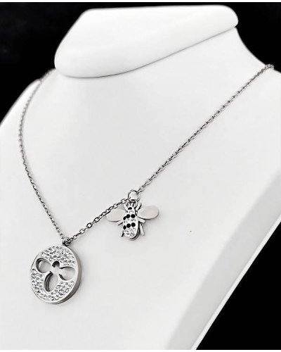 Ланцюжок Stainless Steel 42-46 см з кулоном 1,8 см. Сталь. Родій
