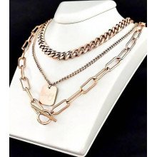 Потрійний ланцюжок Stainless Steel. Сталь. Позолота ЧВ. Довжина: 40-51 см з кулоном 1.6 см