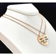 Ланцюжки Stainless Steel. Сталь. Позолота ЧВ. Довжина: 40 см з сердечками половинками діаметром 2,5 см.