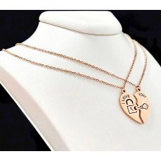 Ланцюжки Stainless Steel. Сталь. Позолота ЧВ. Довжина: 40 см з сердечками половинками діаметром 2,5 см.