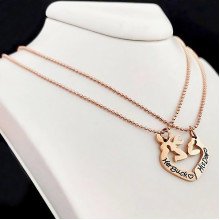 Ланцюжки Stainless Steel. Сталь. Позолота ЧВ. Довжина: 40 см з сердечками половинками діаметром 2,5 см.