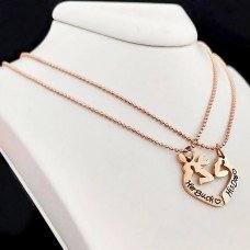 Ланцюжки Stainless Steel. Сталь. Позолота ЧВ. Довжина: 40 см з сердечками половинками діаметром 2,5 см.
