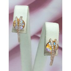 Сережки XР. Позолота 18К. Камені: Swarovski, жовтий-хамелеон та циркон. Висота: 2 см Ширина: 8 мм