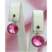 Сережки ХР. Родій. Камені: Swarovski. Колір: темно-рожевий. Діаметр: 13 мм