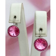 Сережки ХР. Родій. Камені: Swarovski. Колір: темно-рожевий. Діаметр: 13 мм