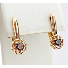 Сережки ХР. Позолота 18К. Камені: містичний кварц. Діаметр: 1.6 см