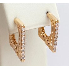 Серьги ХР. Позолота 18К. Камни: белый циркон. Диаметр: 1.8 см