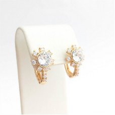 Сережки ХР. Позолота 18К. Камені: Swarovski білого кольору та білий циркон. Довжина: 18 мм, ширина: 11 мм
