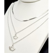 Потрійний ланцюжок 40-45 см з кулонами 8-10 мм. Stainless Steel. Сталь. Родій