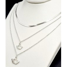 Потрійний ланцюжок 40-45 см з кулонами 8-10 мм. Stainless Steel. Сталь. Родій