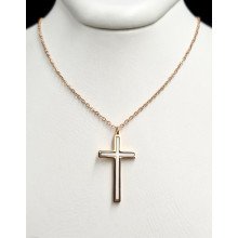 Ланцюжок Stainless Steel. Сталь. Позолота ЧВ. Довжина: 43-48 см з хрестиком 26 мм з вставками білої емалі.