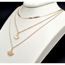 Потрійний ланцюжок Stainless Steel. Сталь. Позолота ЧВ. Довжина: 40.5-45.5 см з кулонами 6 та 10 мм