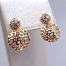 Сережки ХР. Позолота 18К. Камені: білий циркон. Висота: 17 мм. Ширина: 12 мм.