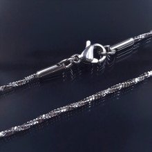 Ланцюжок Stainless Steel. Сталь. Родій. Довжина: 45.5 см Товщина: 2 мм