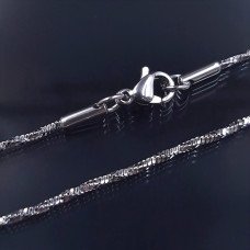 Ланцюжок Stainless Steel. Сталь. Родій. Довжина: 45.5 см Товщина: 2 мм