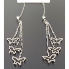 Сережки-протяжки Stainless Steel. Сталь. Родій. Довжина: 12 см