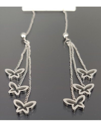 Сережки-протяжки Stainless Steel. Сталь. Родій. Довжина: 12 см