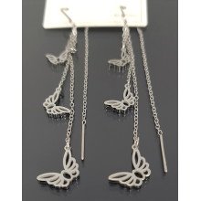 Сережки-протяжки Stainless Steel. Сталь. Родій. Довжина: 8 см