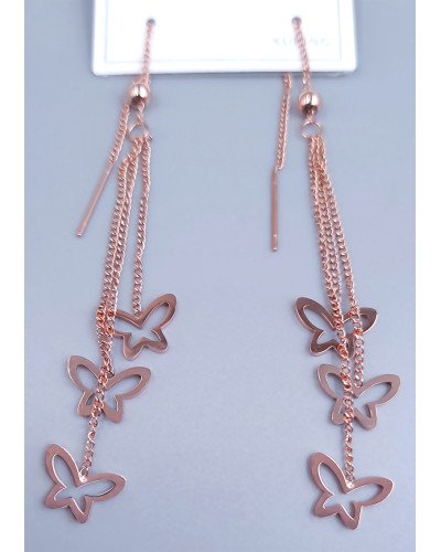 Сережки-протяжки Stainless Steel. Сталь. Позолота ЧВ. Довжина: 12 см