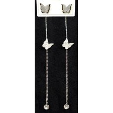 Сережки-гвоздики Stainless Steel. Сталь. Родій. Довжина: 10.3 см