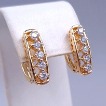 Сережки ХР. Позолота 18К. Камені: білий циркон. Висота: 18 мм. Ширина: 7 мм.