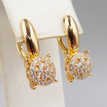Сережки ХР. Позолота 18К. Камені: білий циркон. Довжина: 28 мм. Ширина: 11 мм