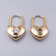 Сережки ХР. Позолота 18К. Камені: білий циркон. Довжина: 18 мм. Ширина: 12 мм