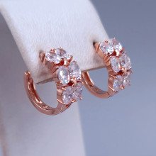 Сережки ХР. Позолота ЧВ. Камені: білий циркон. Діаметр: 15 мм. Ширина: 6 мм.