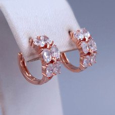 Сережки ХР. Позолота ЧВ. Камені: білий циркон. Діаметр: 15 мм. Ширина: 6 мм.