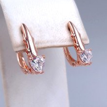 Сережки ХР. Позолота ЧВ. Камені: білий циркон. Довжина: 18 мм. Ширина: 6 мм.