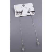 Сережки-протяжки Stainless Steel. Сталь. Родій. Довжина: 7.6 см