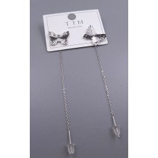 Сережки-протяжки Stainless Steel. Сталь. Родій. Довжина: 7.6 см