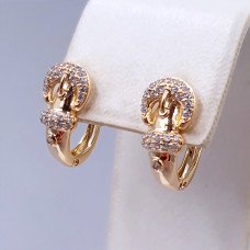 Сережки ХР. Позолота 18К. Камені: білий циркон. Довжина: 17 мм. Ширина: 9 мм.