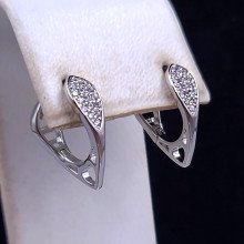 Сережки ХР. Родій. Камені: білий циркон. Довжина: 16 мм. Ширина: 5 мм.