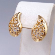 Сережки XP. Позолота 18К. Камені: білий циркон. Довжина: 20 мм Ширина: 11 мм