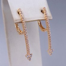 Сережки XР M&L. Позолота 18К. Камені: білий циркон. Довжина: 34 мм. Ширина: 4 мм.