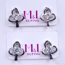 Сережки-гвоздики ХР M&L. Родій. Камені: білий циркон. Довжина: 10 мм. Ширина: 8 мм. 12 пар