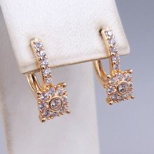 Сережки XР M&L. Позолота 18К. Камені: білий циркон. Довжина: 20 мм Ширина: 7 мм