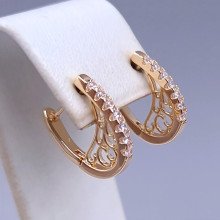 Сережки XР M&L. Позолота 18К. Камені: білий циркон. Довжина: 20 мм Ширина: 7 мм
