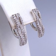 Сережки ХР. Родій. Камені: білий циркон. Довжина: 22 мм. Ширина: 6 мм.