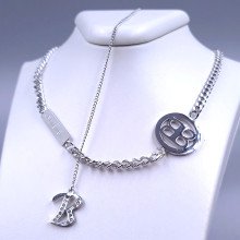 Ланцюжок Stainless Steel. Сталь. Родій. Довжина основного ланцюжка: 43-47.5 см Довжина додаткового: 22 см