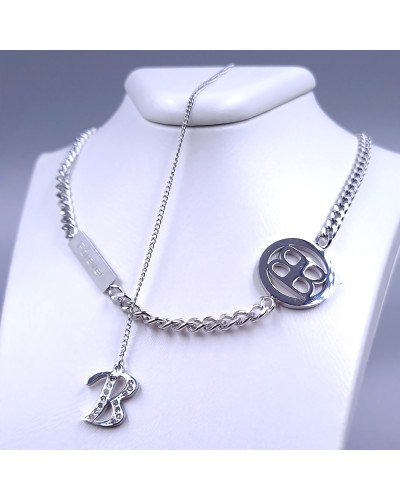 Ланцюжок Stainless Steel. Сталь. Родій. Довжина основного ланцюжка: 43-47.5 см Довжина додаткового: 22 см