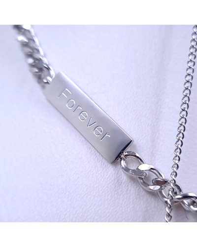 Ланцюжок Stainless Steel. Сталь. Родій. Довжина основного ланцюжка: 43-47.5 см Довжина додаткового: 22 см