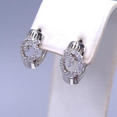 Сережки ХР. Родій. Камені: білий циркон. Довжина: 17 мм. Ширина: 8 мм.