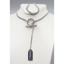 Ланцюжок із кулоном Stainless Steel. Сталь. Родій. Довжина: 43.5 см