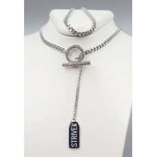 Ланцюжок із кулоном Stainless Steel. Сталь. Родій. Довжина: 43.5 см