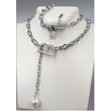 Ланцюжок із кулоном Stainless Steel. Сталь. Родій. Довжина: 54-59 см