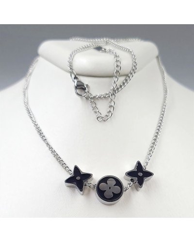 Ланцюжок із кулонами Stainless Steel. Сталь. Родій. Довжина: 41.5-46.5 см