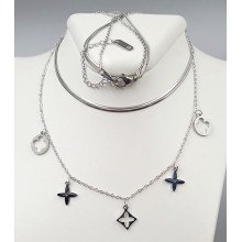Подвійний ланцюжок із кулонами Stainless Steel. Сталь. Родій. Довжина основного ланцюжка: 37-42 см